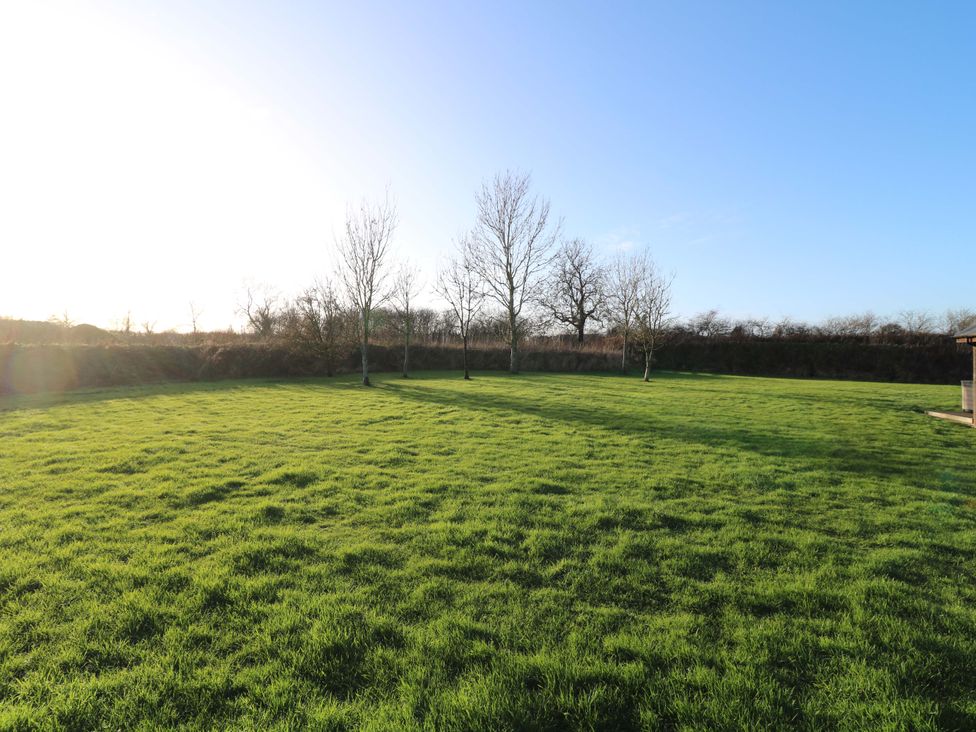 A garden with grass and trees at Lodge 7 South Hykeham