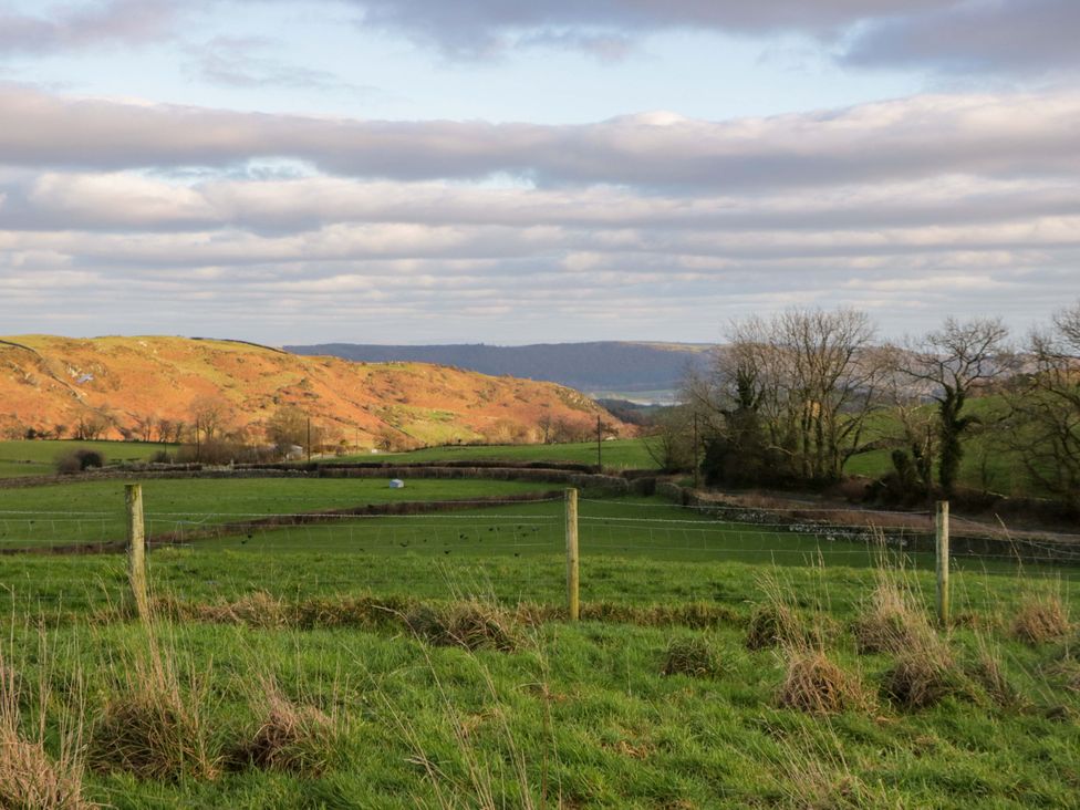 A landscape with fields and mountains at Holly in Ulverston