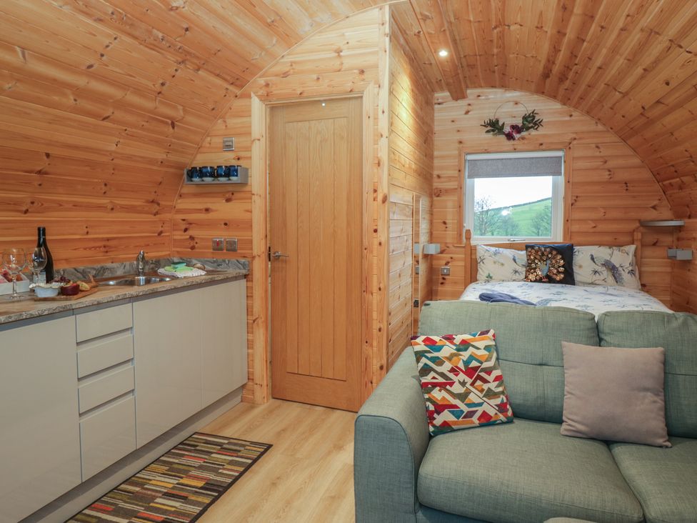 A studio with kitchen and bed area at Willow in Ulverston