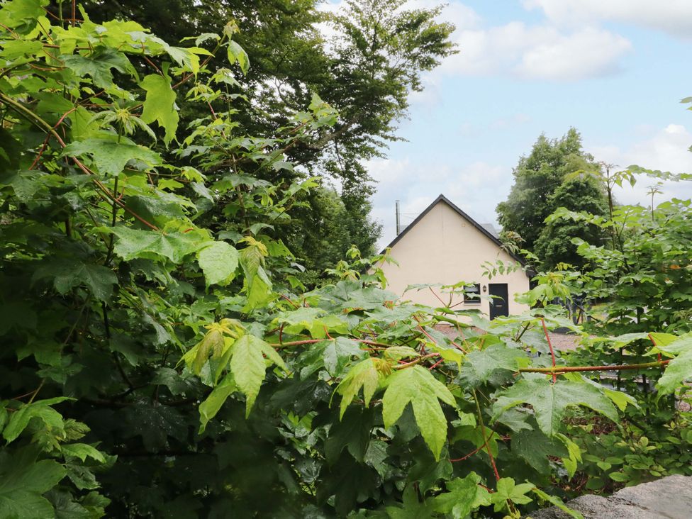 An outdoor area with greenery and a building visible at Nevis Bridge House in Fort William