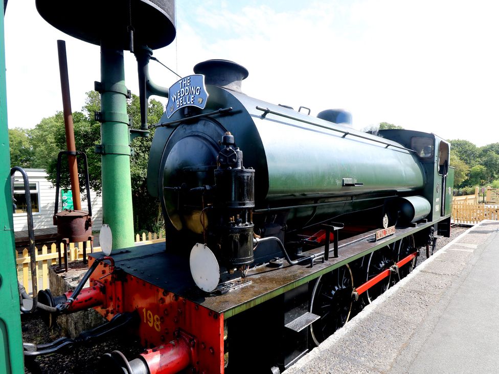 A steam locomotive named The Wedding Belle at Delaware M2 in Yarmouth