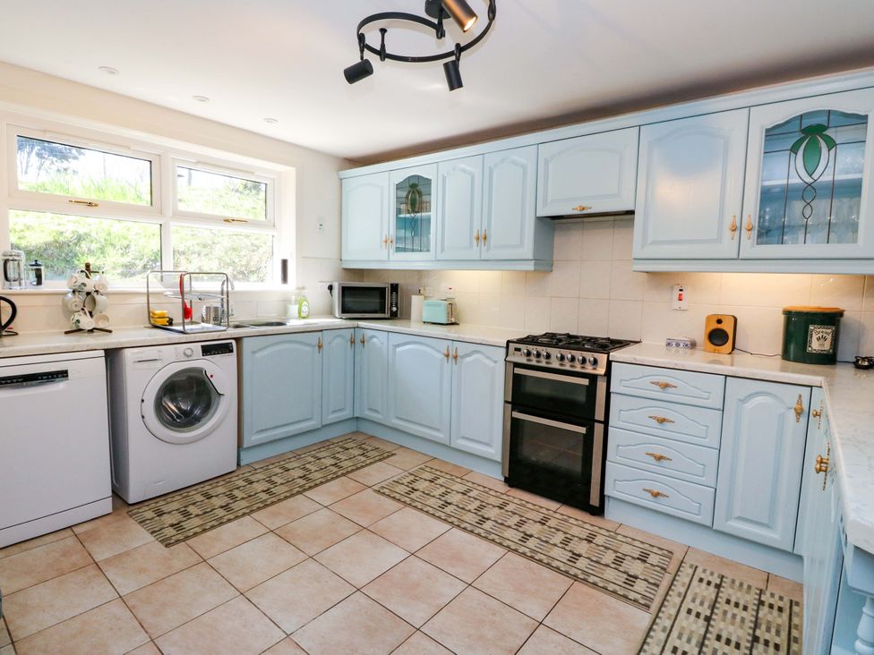 A kitchen with various appliances at Ninevah in Balquhidder, Perthshire, Scotland