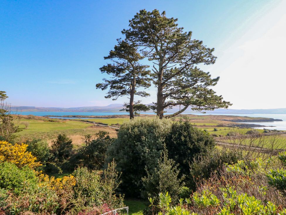 A view of trees and water with mountains in the distance at Whispering Pines, Durrus, County Cork