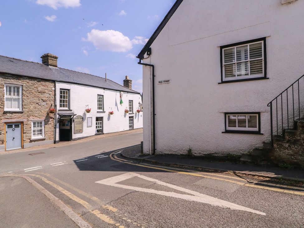 A street view with buildings and a road at 19 Lion Street, Hay-On-Wye