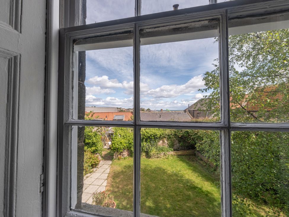 A view from a window overlooking a garden at Wonderland in Tweedmouth, Berwick-Upon-Tweed