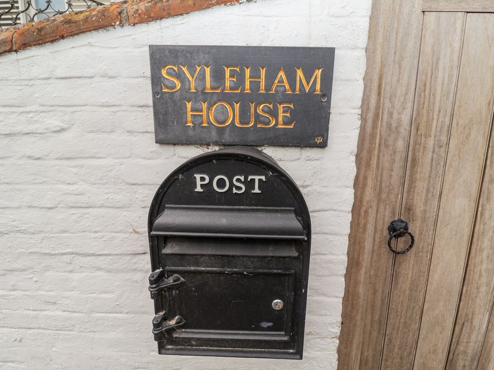 A mailbox and house sign at Syleham House in Syleham near Eye