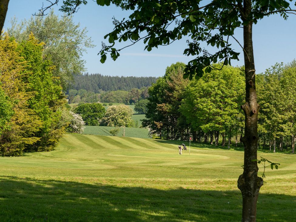 A golf course with a player putting on a green at Owl in Shobdon