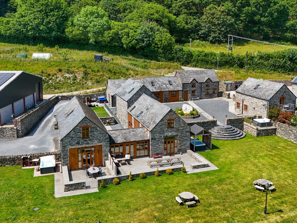 A group of buildings and garden at Hay Store in Corwen