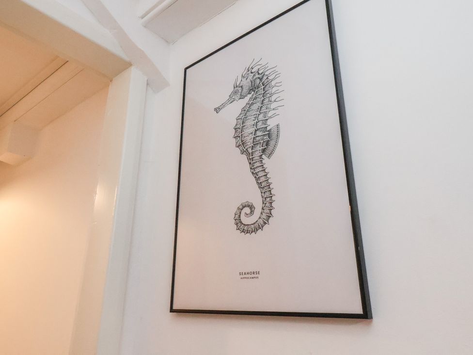 A seahorse illustration in a frame at The Pheasantry in Flamborough