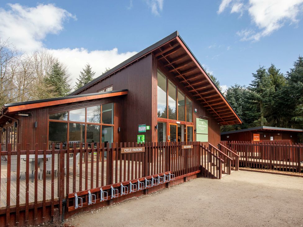 A building with stairs and cycle parking area at Delamere Forest Golden Oak Hideaway Delamere Forest