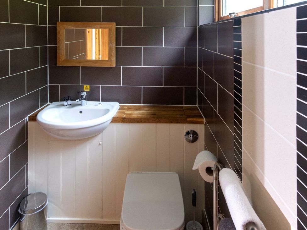 A bathroom with a sink and toilet at Deerpark Classic Golden Oak Waterside, Deerpark Forest