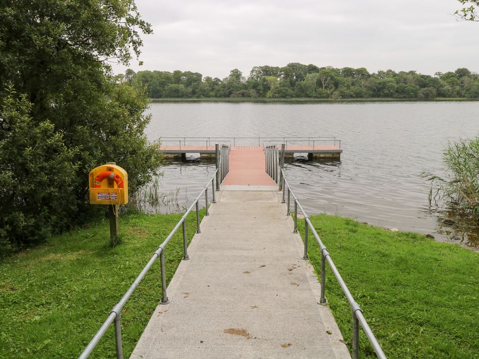 Steps leading to a pier by the river at Swan Lake in Cloonshaghan near Boyle, County Roscommon