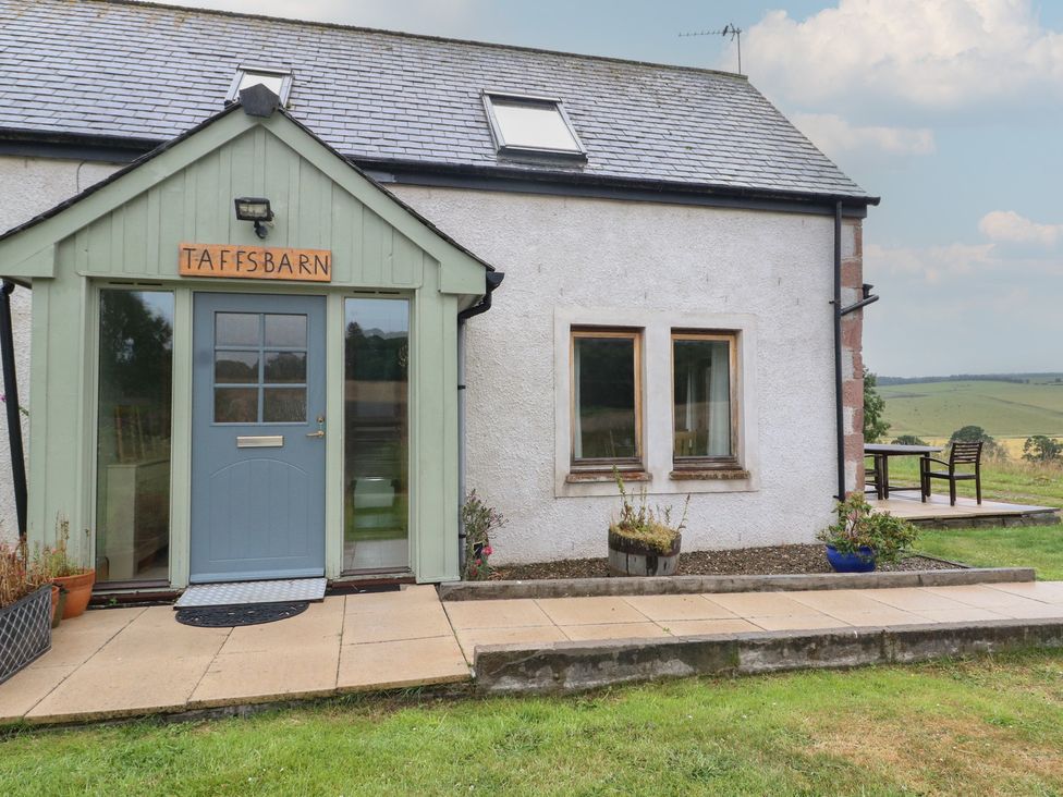 An entrance with a sign on the front at Taffs Barn Fortrose near Rosemarkie