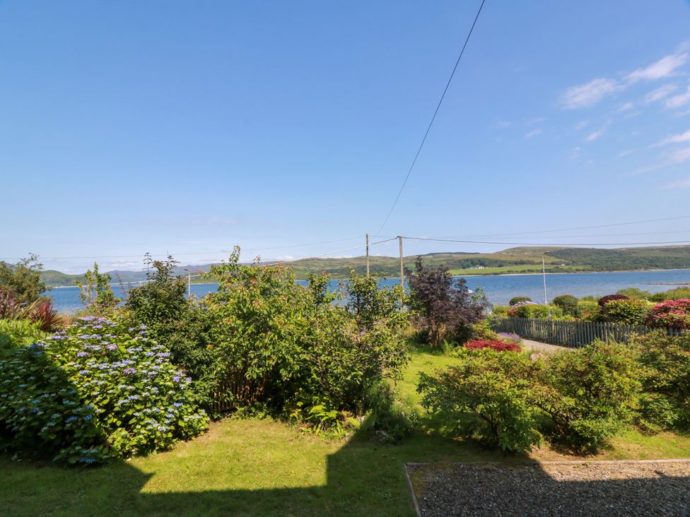 An outdoor view of plants and water at Altafearn in Tighnabruaich
