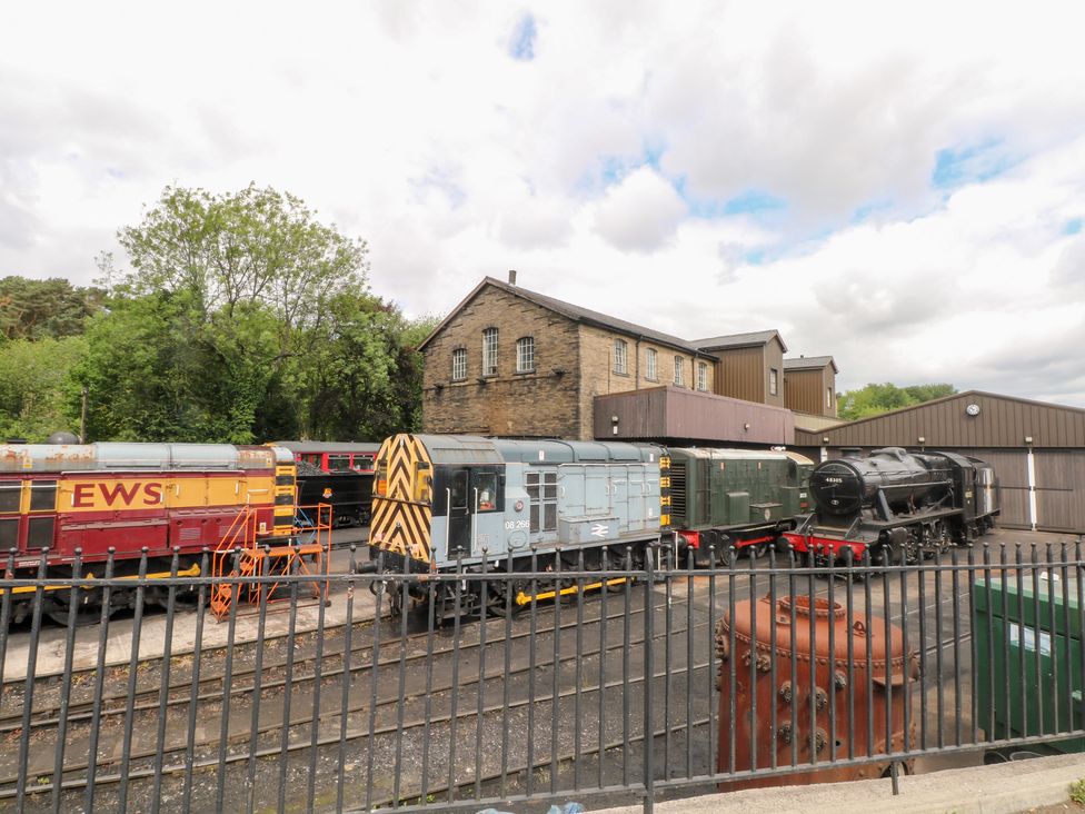 A display of trains and buildings at Penny Cottage in Haworth