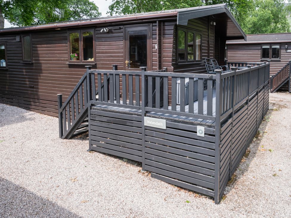 An outdoor area with a deck and stairs at Watendlath in Keswick