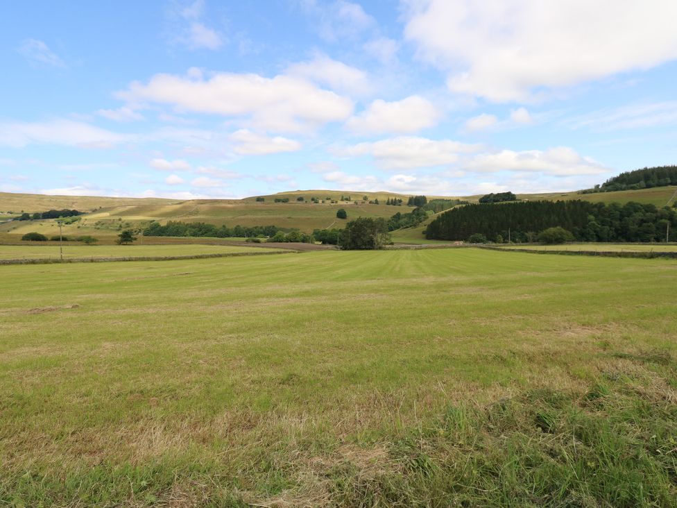 A landscape view of hills and grassland at Middlefell View Cottage in Alston