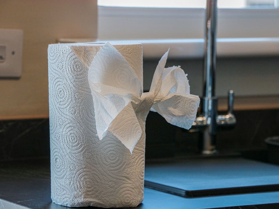 A paper towel roll on a counter at Castaway Cottage Maidens