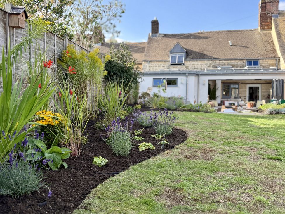 A garden with various flowers and plants at The Garden Retreat in Winchcombe