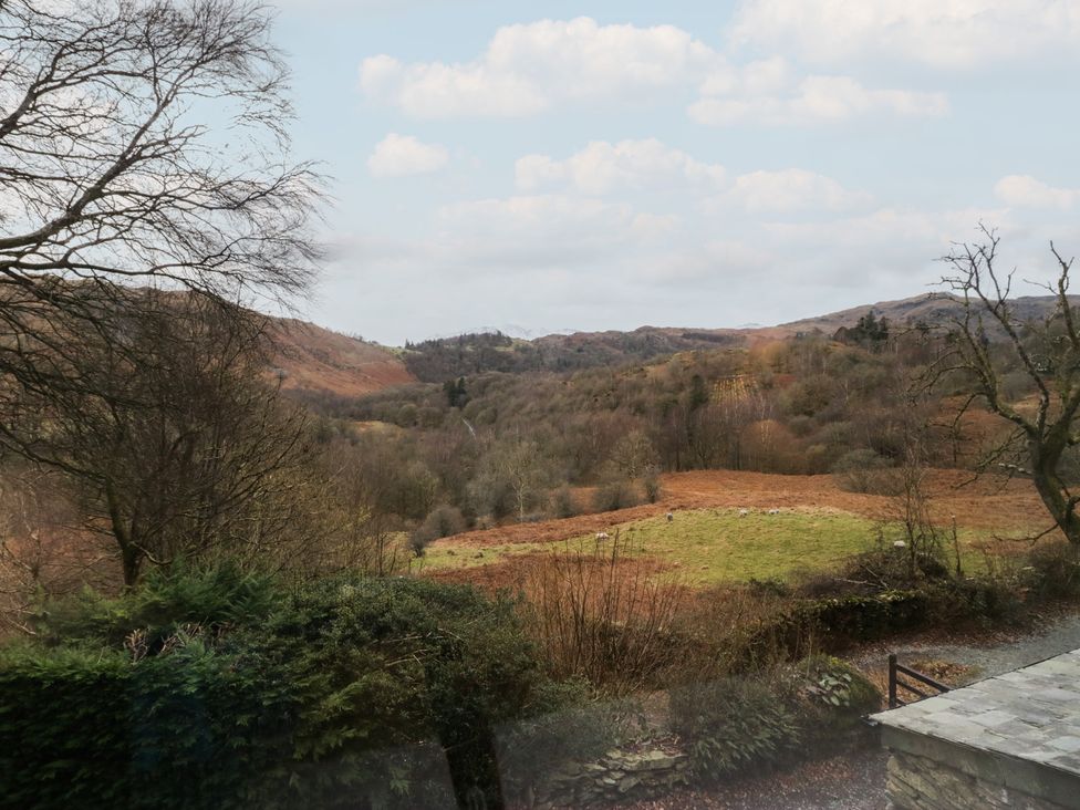 A landscape view with hills and trees at Brockstones in Grasmere