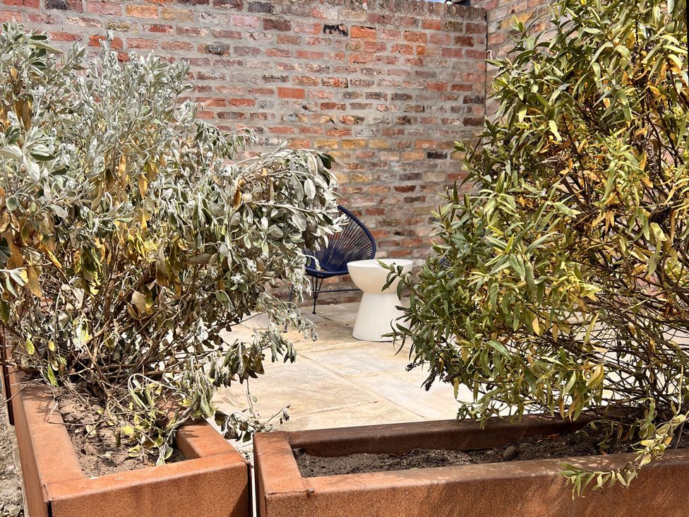 An outdoor area with plants, a toilet, and a chair at Wabi in Gembling near Beeford