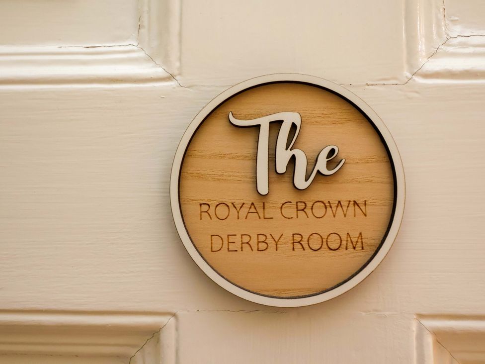 A room sign for the Royal Crown Derby Room at Parkfields House in Tittensor near Barlaston