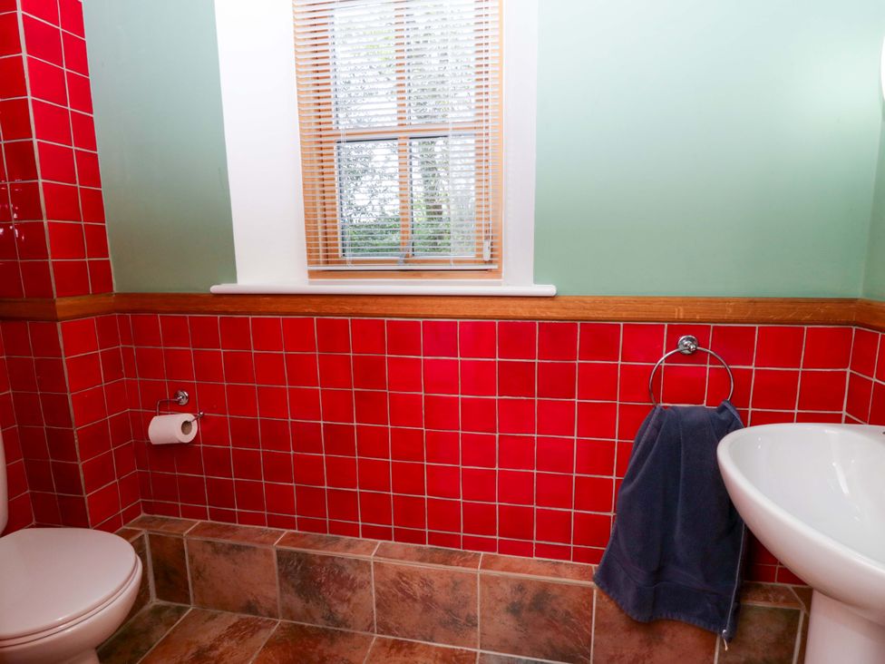 A bathroom with a toilet and sink at Bryn Isaf in Swyddffynnon near Pontrhydfendigaid