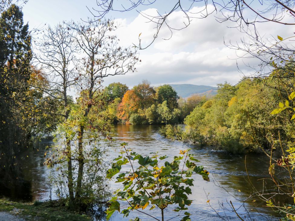 A river surrounded by trees at 25 Strathtay Lodges Aberfeldy