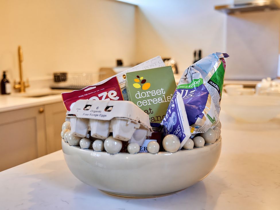 A bowl with snacks and eggs in the kitchen at The Reading Rooms in Oughtershaw near Buckden
