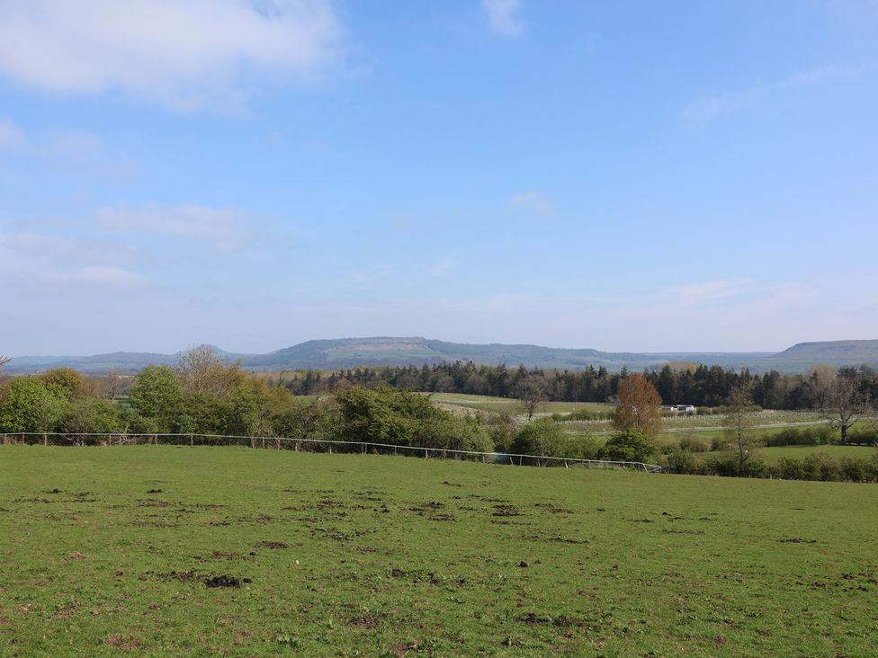 A scenic outdoor view of hills and grass at Horseshoe Cottage in Ingleby Greenhow near Great Ayton