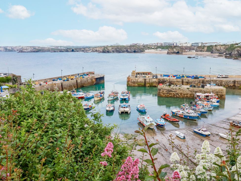 A view of boats in a harbor at Beach View House Newquay