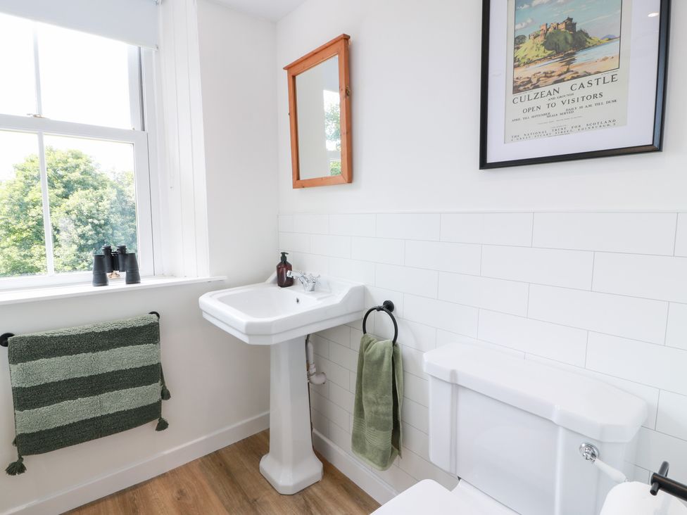A bathroom with a sink and toilet at Balsaggart Farm
