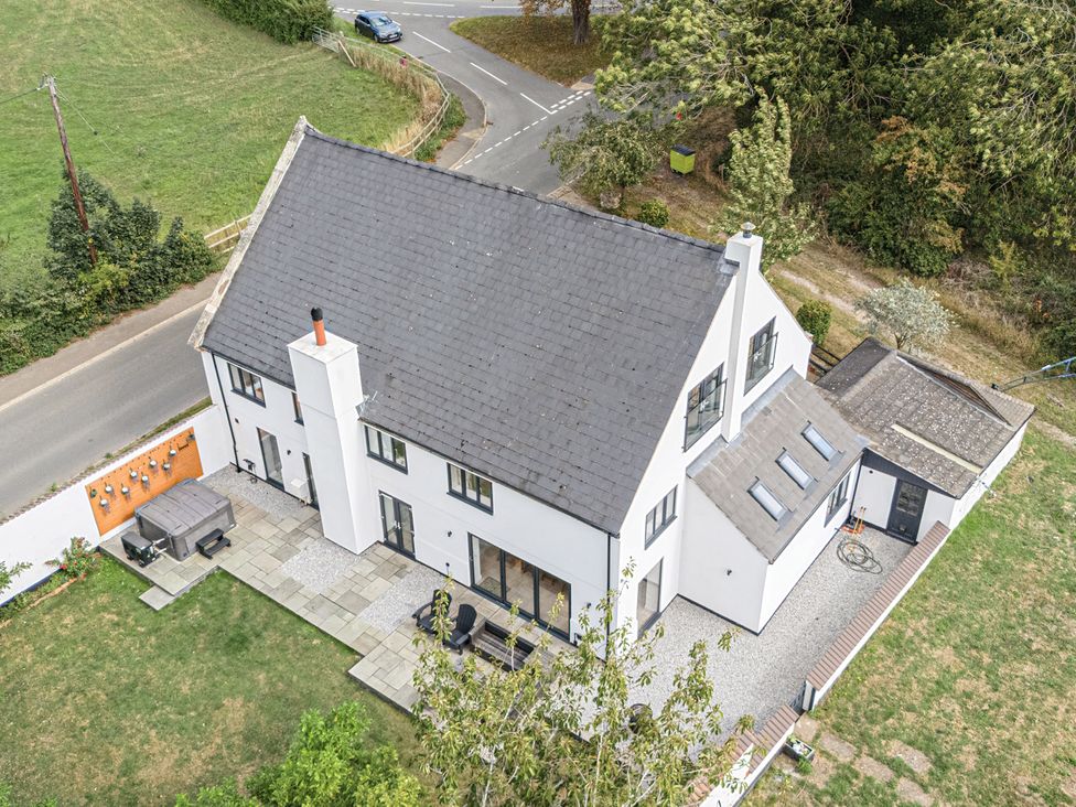 An aerial view of a house and garden at The Old Chapel in Glentworth near Ingham