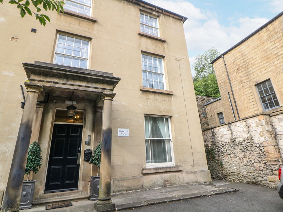 A building entrance with a front door and windows at Derwent View in Matlock