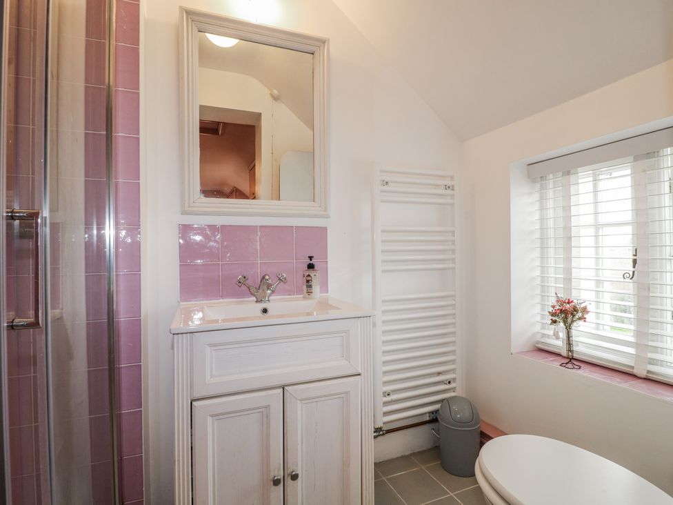A bathroom with sink and shower at Gapstile in Abbots Bromley