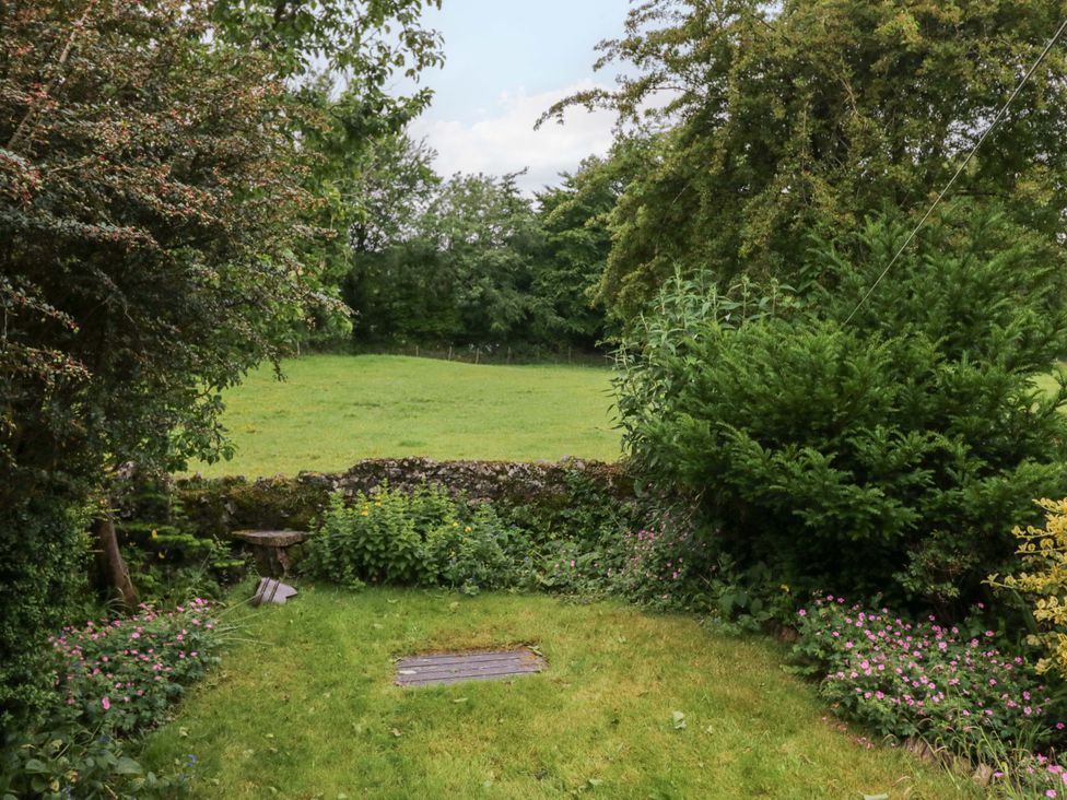 A garden with grass and trees at 28 Rock Villas Carnforth