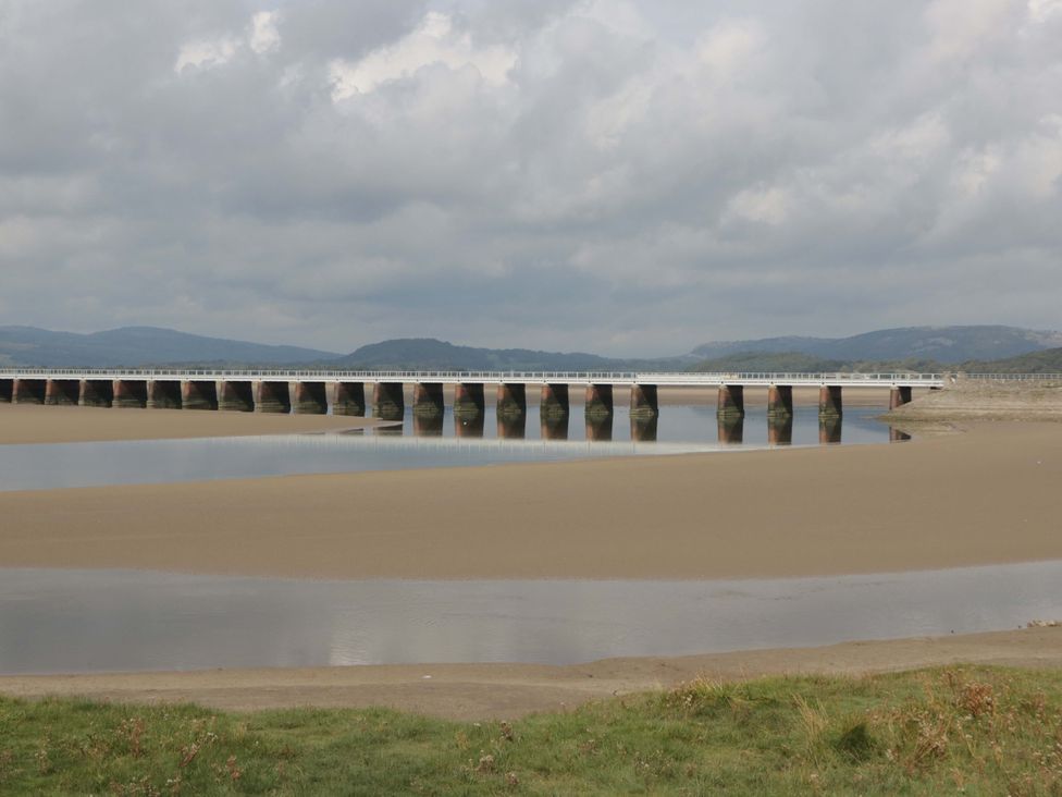 A bridge over a river with sand banks at 28 Rock Villas Carnforth