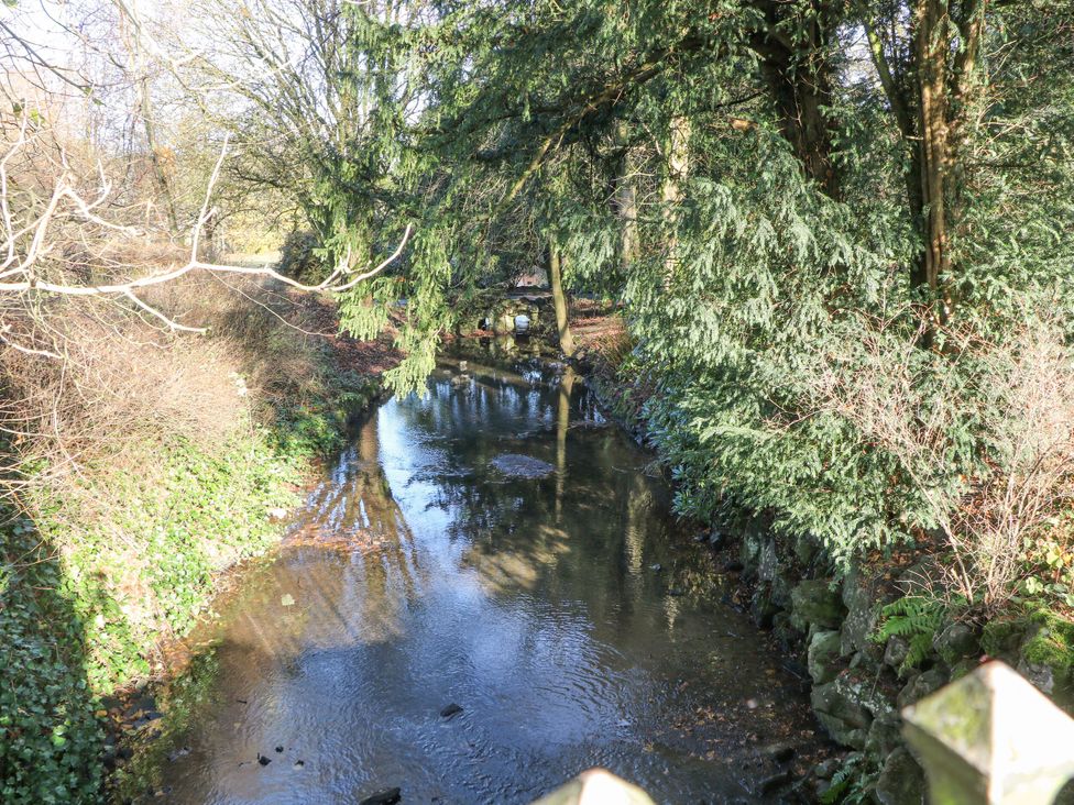 A stream surrounded by trees and bushes at Pavilion Suite, Buxton
