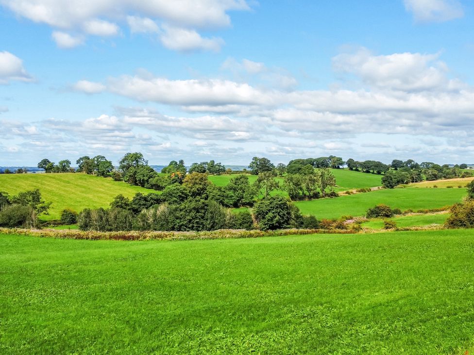 A landscape view of fields and trees at Pastures Barn in Bradnop near Leek