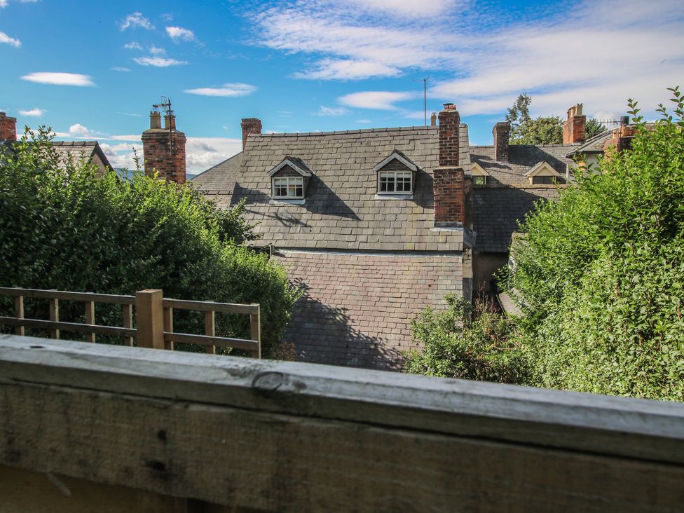 A view of rooftops and greenery at 8 Welsh Street Bishop's Castle