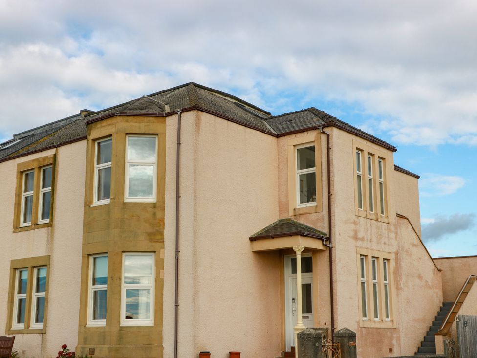 A building exterior with windows and stairs at Ailsa View in Girvan