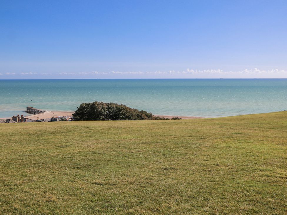 A view of the sea and grass from above at 108 Emmanuel Road Hastings
