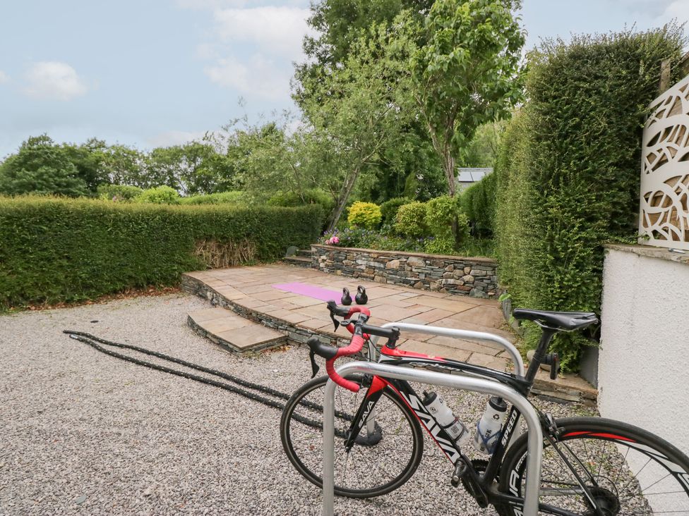 An outdoor area with bicycles parked on a rack at Sunnycroft, Keswick