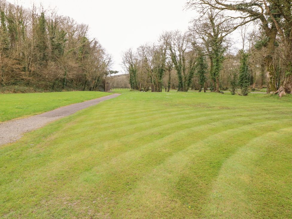 A garden with a grassy area and a pathway at Erisa in Stepaside
