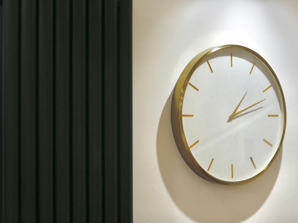 A clock on the wall at Havendale, Chesterfield