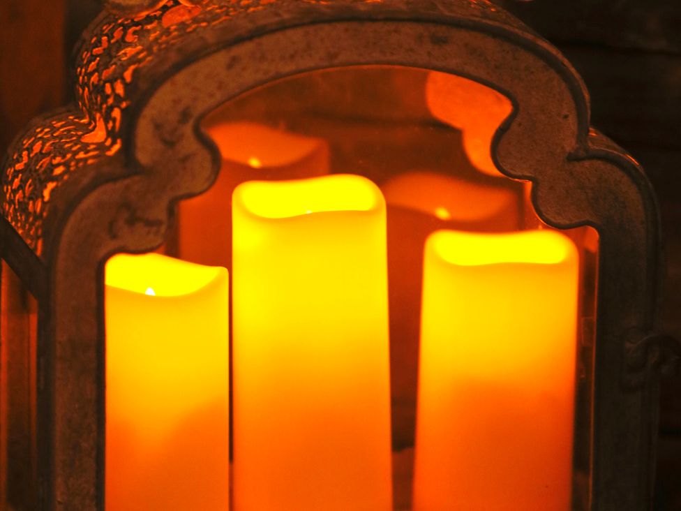 A lantern with LED candles at Havendale in Chesterfield