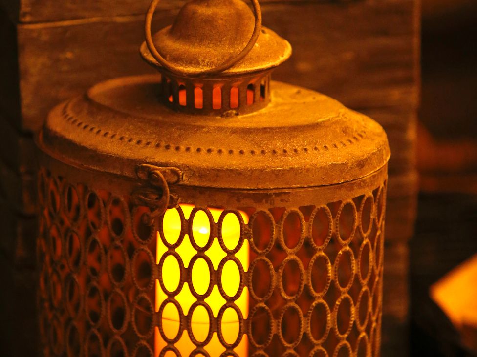 A lantern with an orange light at Havendale in Chesterfield