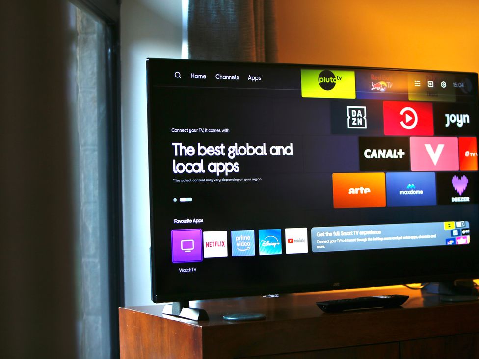 A television displaying app options at Havendale in Chesterfield