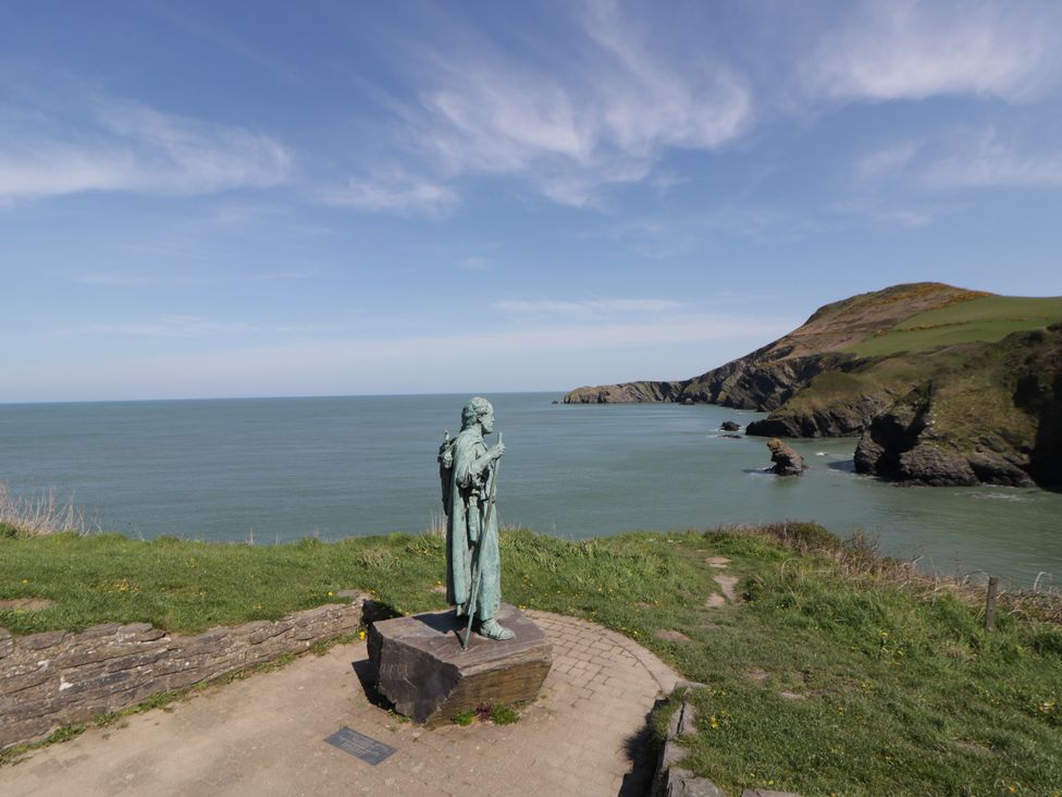 A statue overlooking the ocean at Brynmorfa in Llandysul