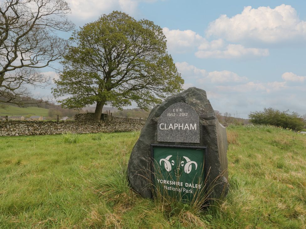 A sign for Clapham at Yorkshire Dales National Park in Clapham